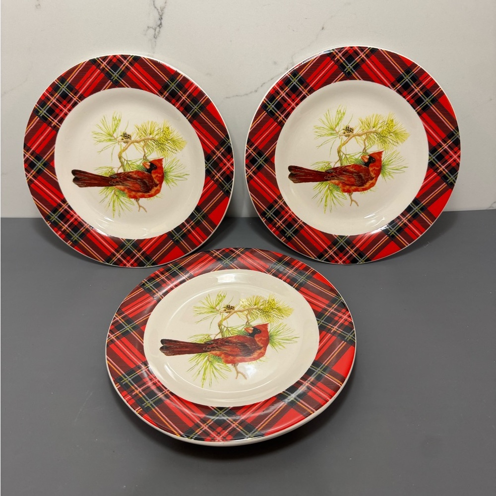 Craft Red Plaid Cardinal Side Plate Set